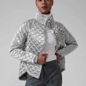 Athleta Whisper Featherless Silver Metallic Jacket